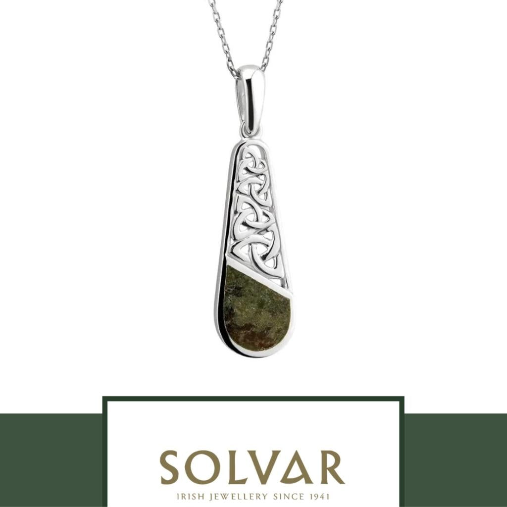 Connemara Marble and Sterling Silver Descending Trinity Knot Necklace