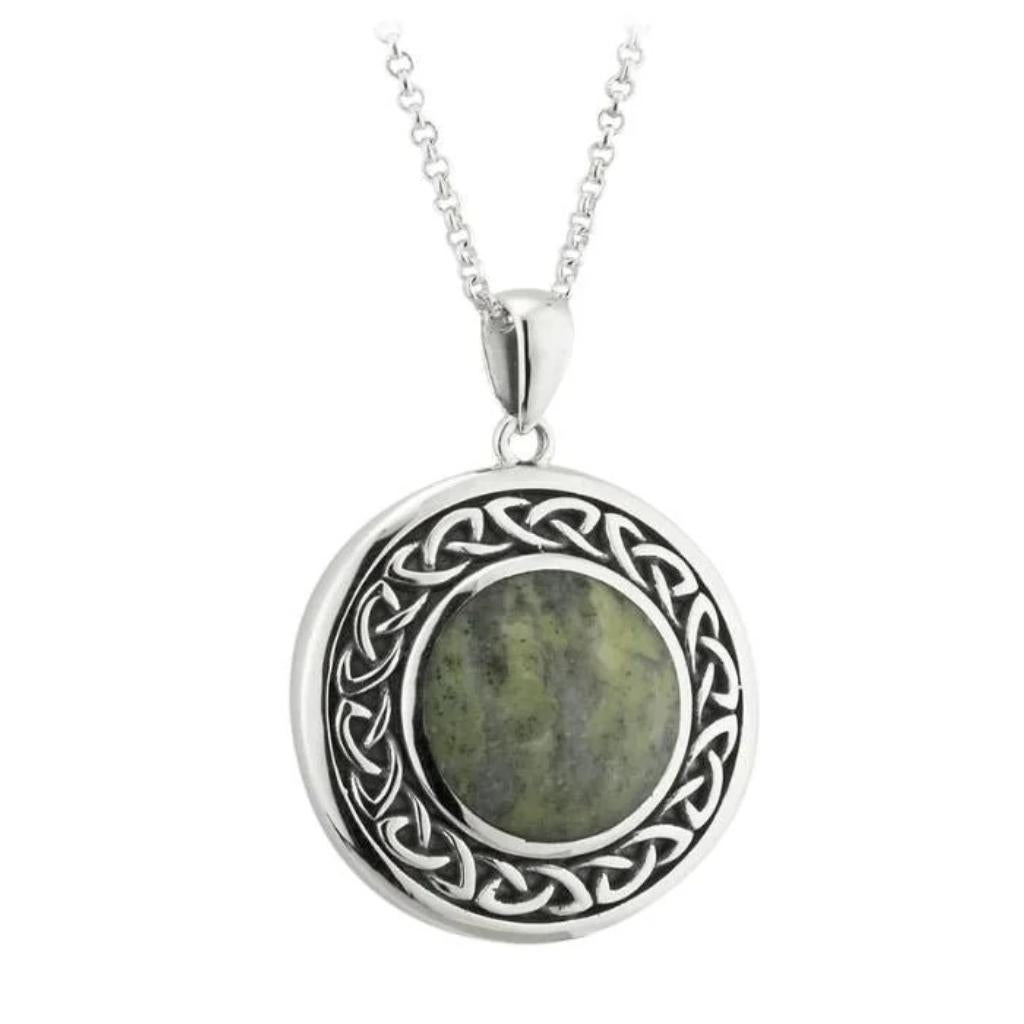 Connemara Marble and Sterling Silver Round Celtic Knot Necklace