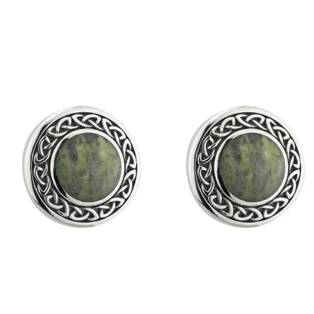 Connemara Marble and Sterling Silver Round Celtic Knot Stud Earrings