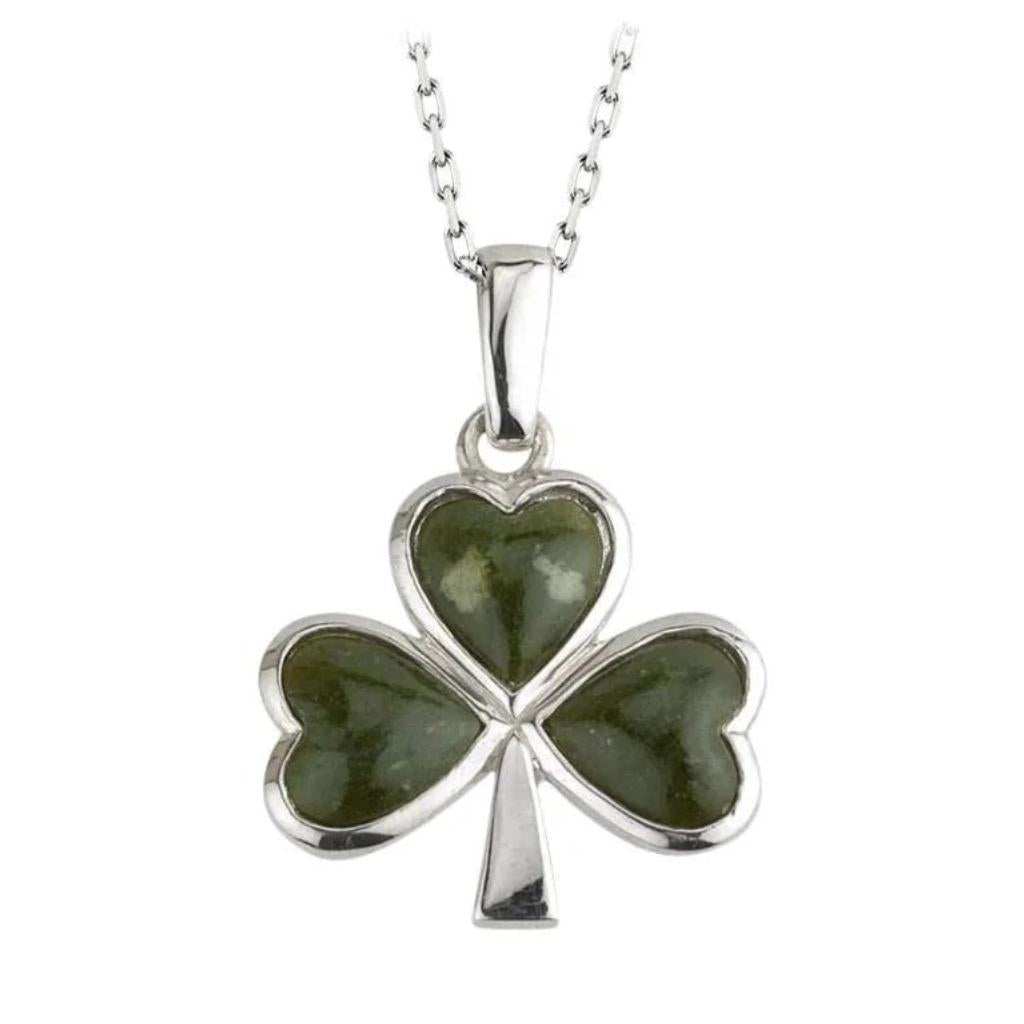 Connemara Marble and Sterling Silver Shamrock Necklace