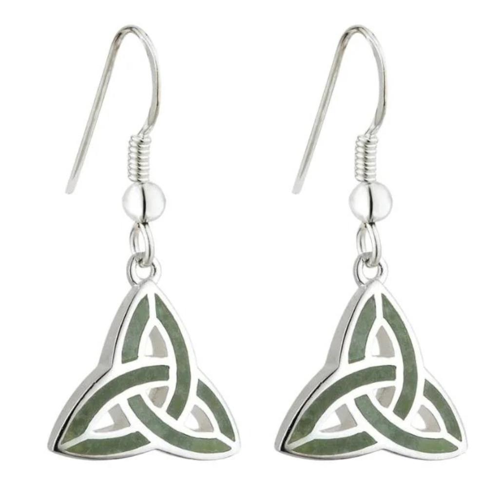 Connemara Marble and Sterling Silver Trinity Knot Drop Earrings