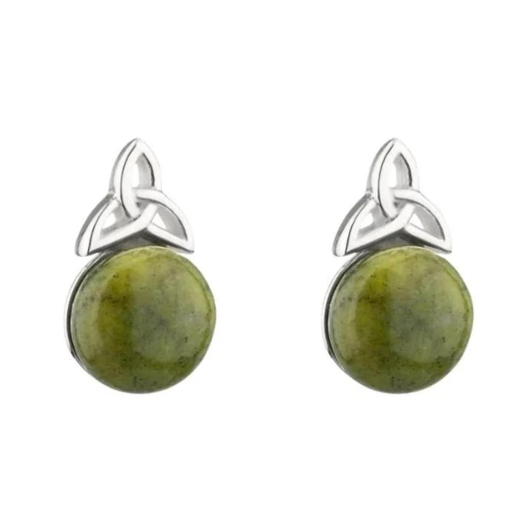 Connemara Marble and Sterling Silver Trinity Knot Stud Earrings