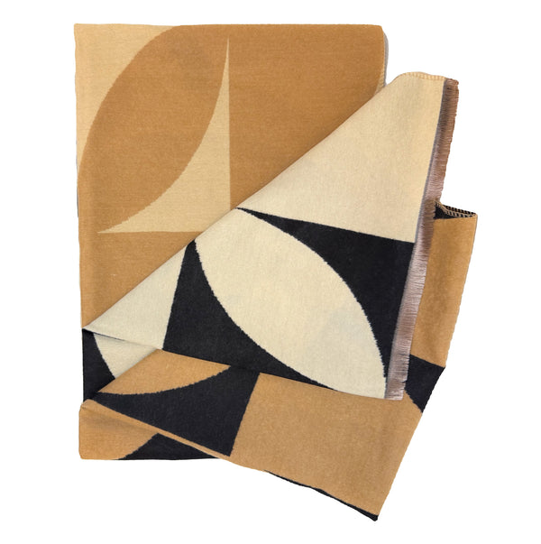Double Sided Cubic Shamrock Scarf- Black/Beige