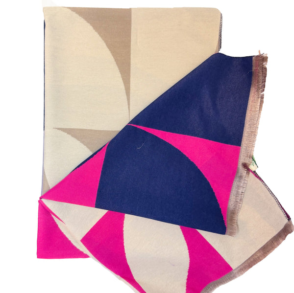 Double Sided Cubic Shamrock Scarf- Purple/Pink/Cream