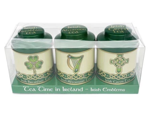 Traditional Irish Emblem Mini Tea Caddies- Set of 3