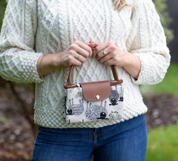 Fold Away Shopper - Sheep & Daisy White