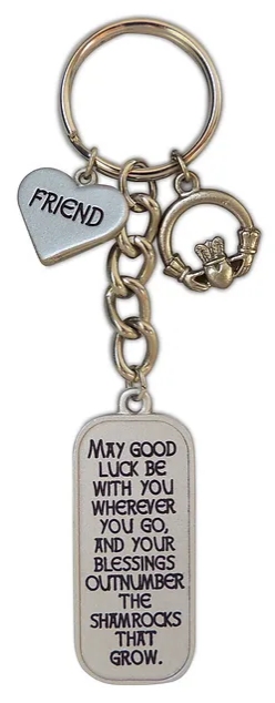 Irish Blessing Friend Keyring with Claddagh Charm