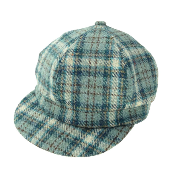 Glen Appin Ladies Duck Egg and Cream Check Harris Tweed Cap