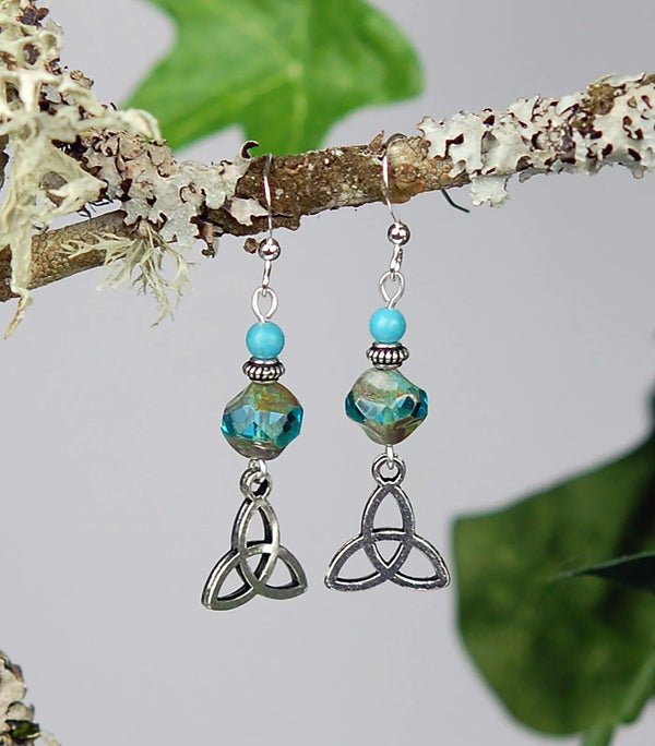 Cruthú Turquoise Trinity Knot Earrings