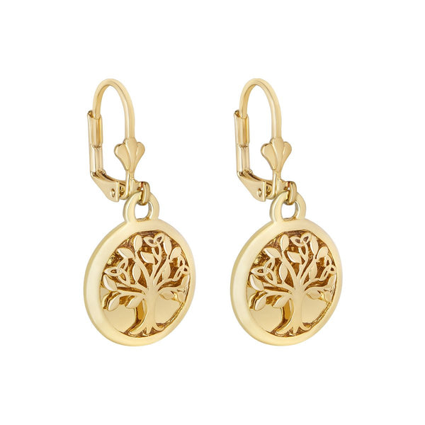 18ct Gold Plated Tree of Life Drop Earrings