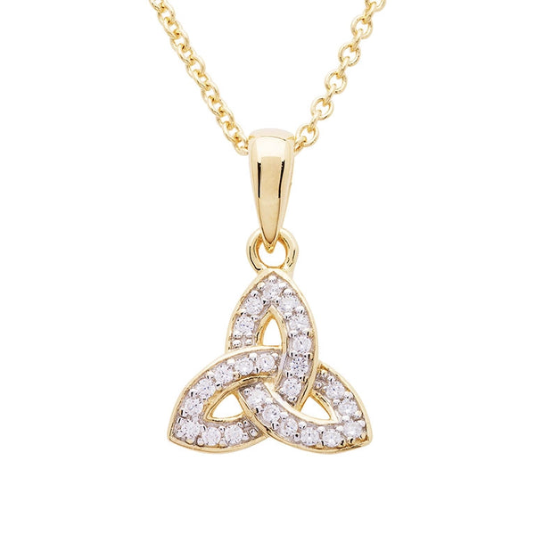 14k Gold Vermeil CZ Studded Trinity Knot Necklace