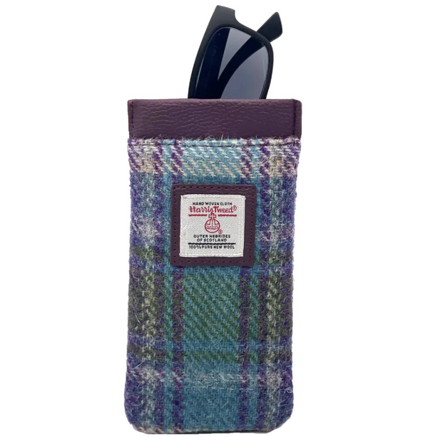 Harris Tweed Glasses Sleeve- Green and Purple Plaid