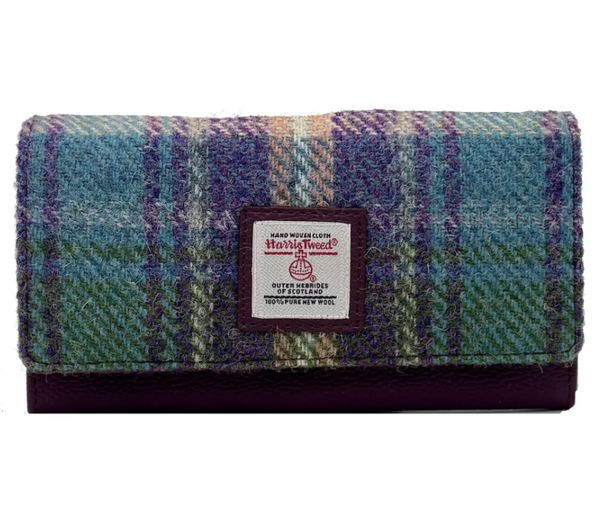 Harris Tweed Envelope Wallet- Green and Purple Plaid