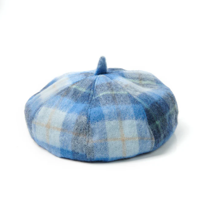 Islander Lambswool Bunnet Hat- Blue Tartan