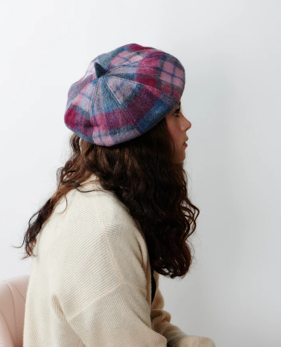 Islander Lambswool Bunnet Hat- Pink and Blue Tartan