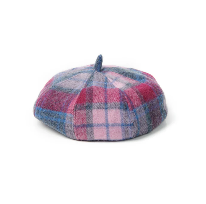 Islander Lambswool Bunnet Hat- Pink and Blue Tartan