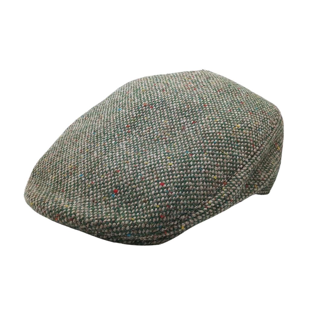 Hanna Hats Tweed Donegal Touring Cap- Green and Fawn