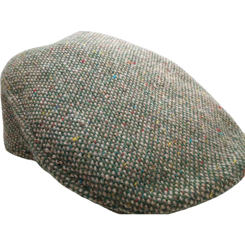 Hanna Hats Tweed Donegal Touring Cap- Green and Fawn