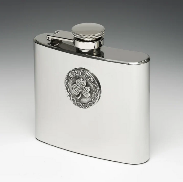 Mullingar Pewter Irish Shamrock Hip Flask