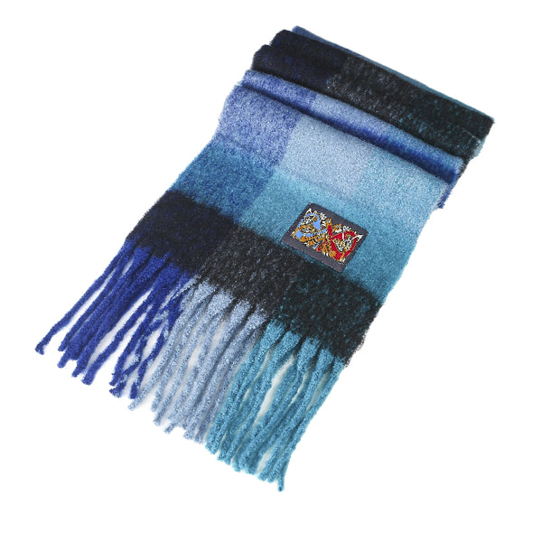 Check Scarf Colours Blues 35x216cm