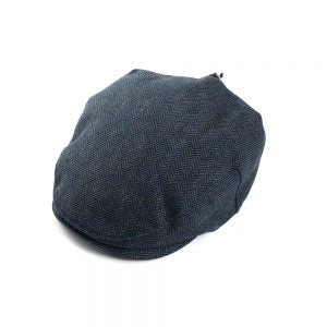 Celtic Ore Tweed Flat Cap- Navy Herringbone