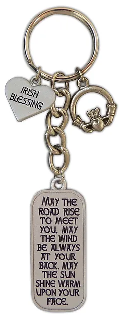 Irish Blessing Keyring with Claddagh Charm