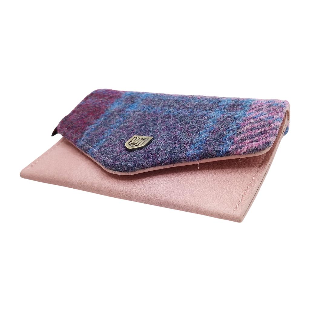 Islander Harris Tweed Card Wallet 'Pink and Blue Tartan'