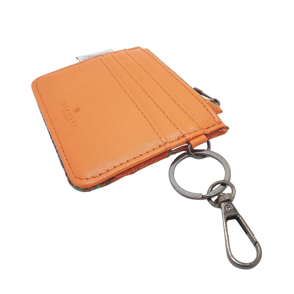 Islander Harris Tweed Card Zip Wallet 'Orange and Blue Tartan'