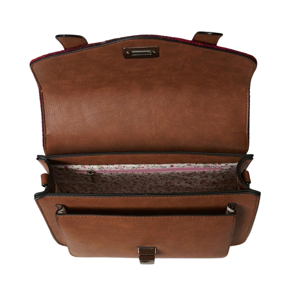 Islander Harris Tweed Medium Satchel 'Chestnut Blue Tartan'