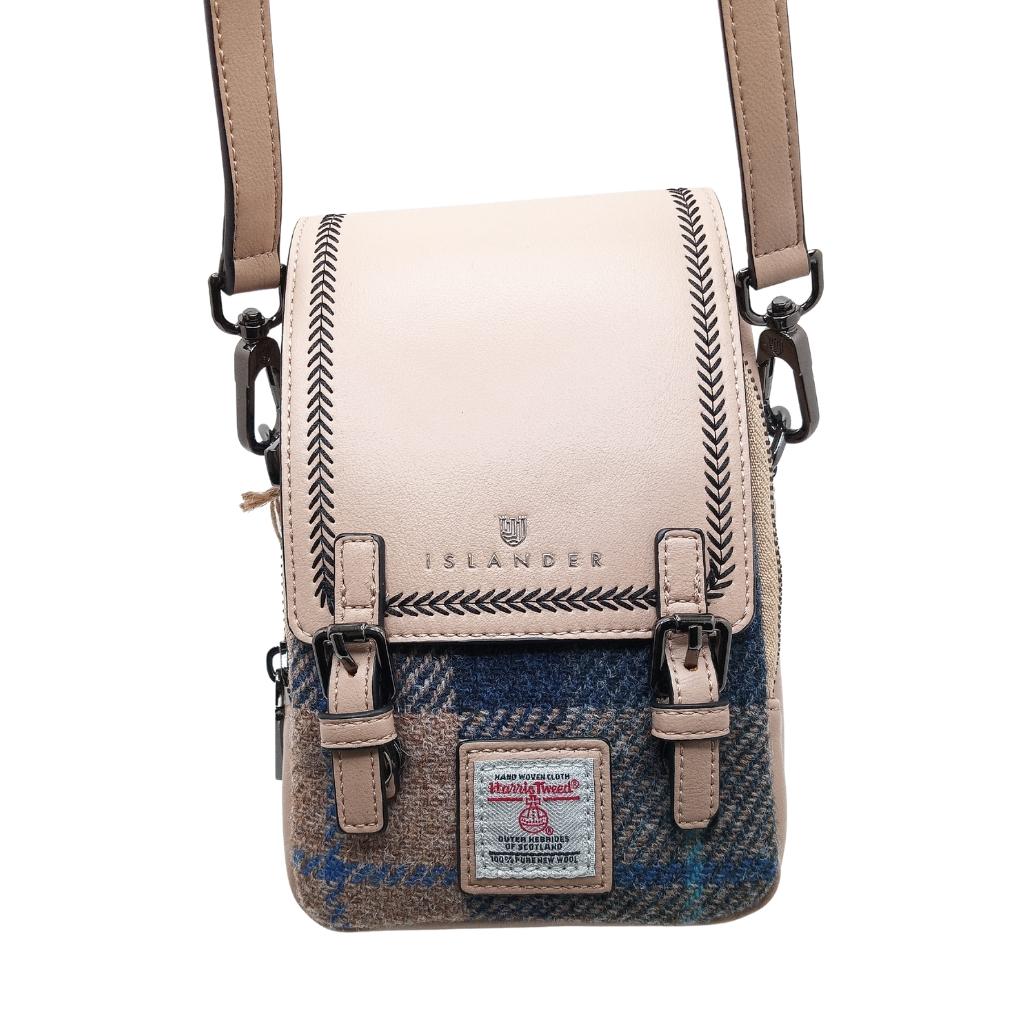 Islander Harris Tweed The Baby Jura Crossbody Bag 'Navy Beige Tartan'