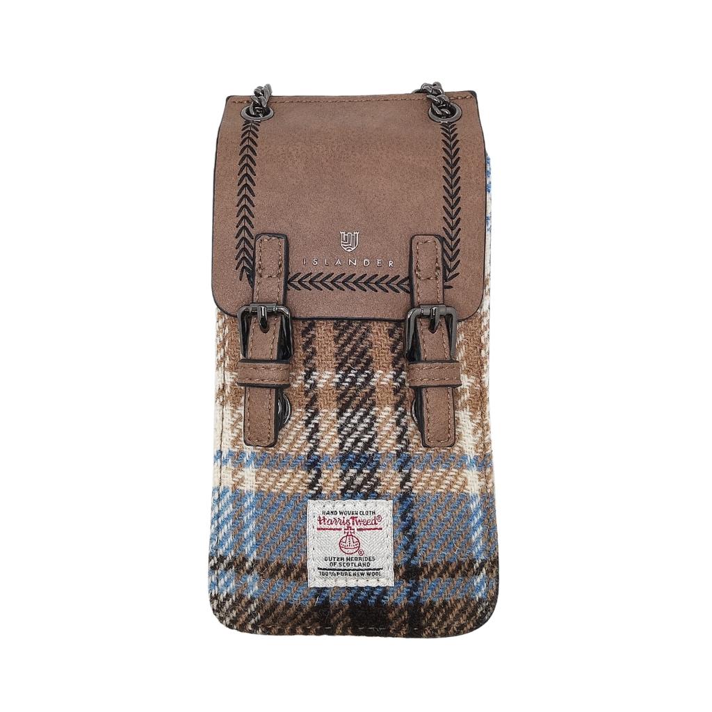 Islander Harris Tweed The Phone Tote 'Blue and Beige Tartan'