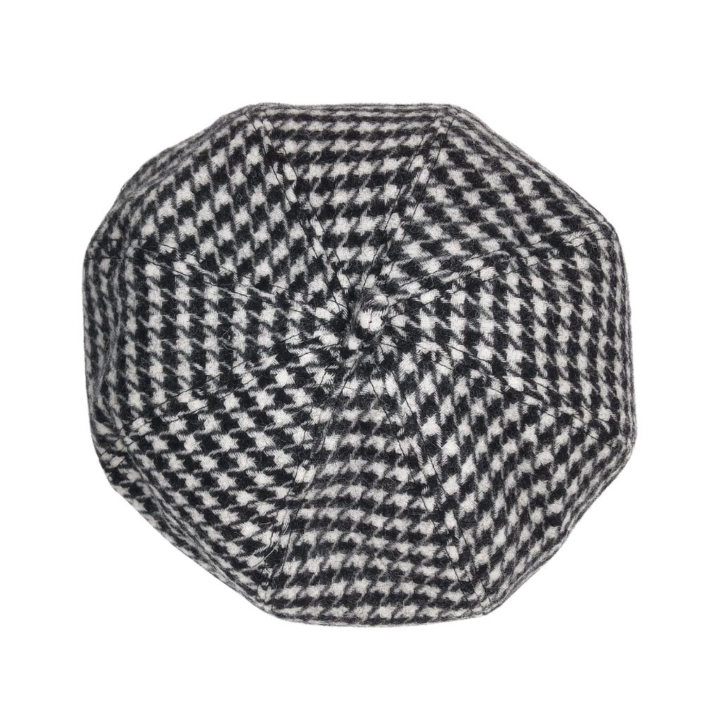 Islander Lambswool Bunnet Hat- Black and White Dogtooth