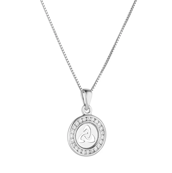 Kid's Sterling Silver Round Trinity Knot Cz Necklace