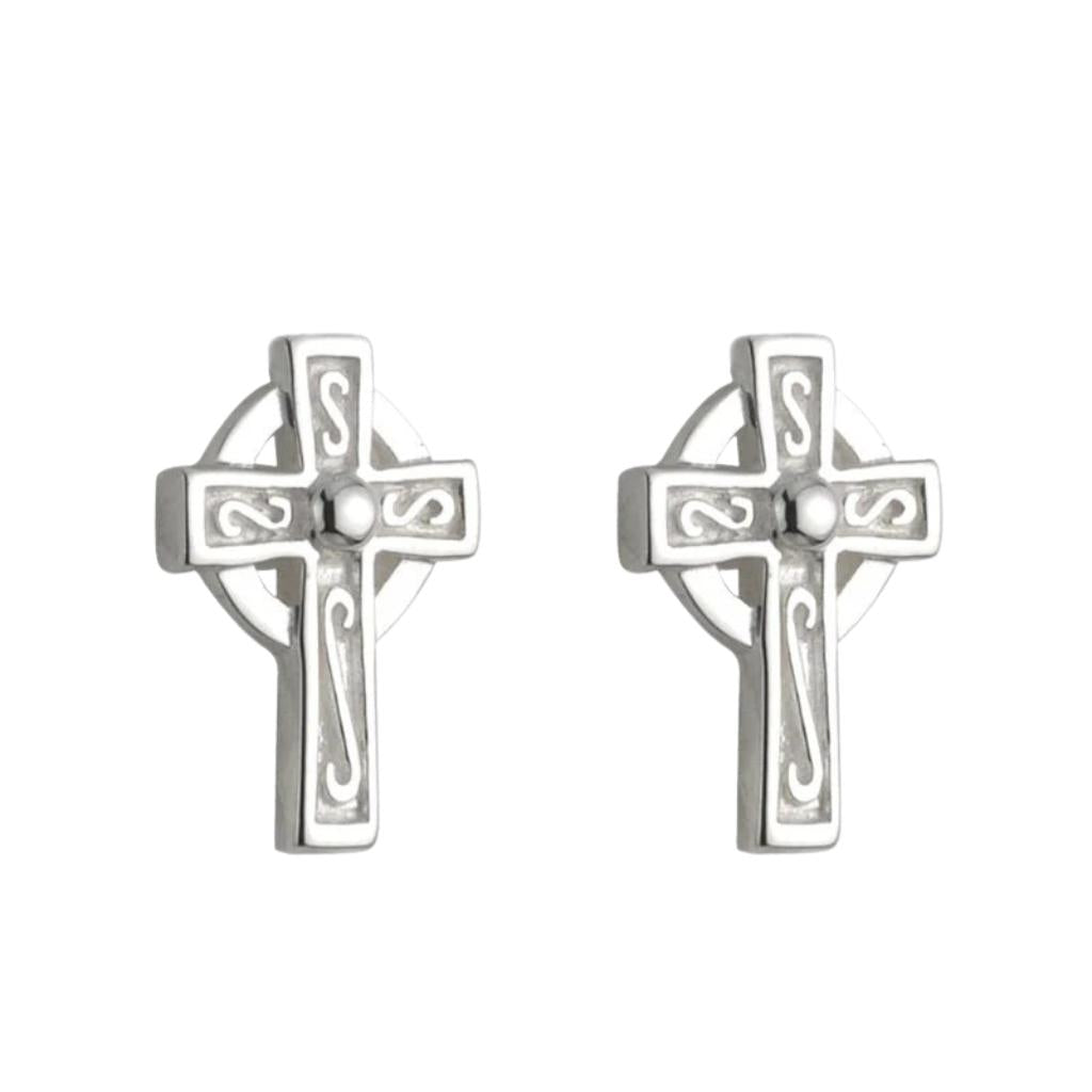 Kid's Sterling Silver Celtic Cross Stud Earrings