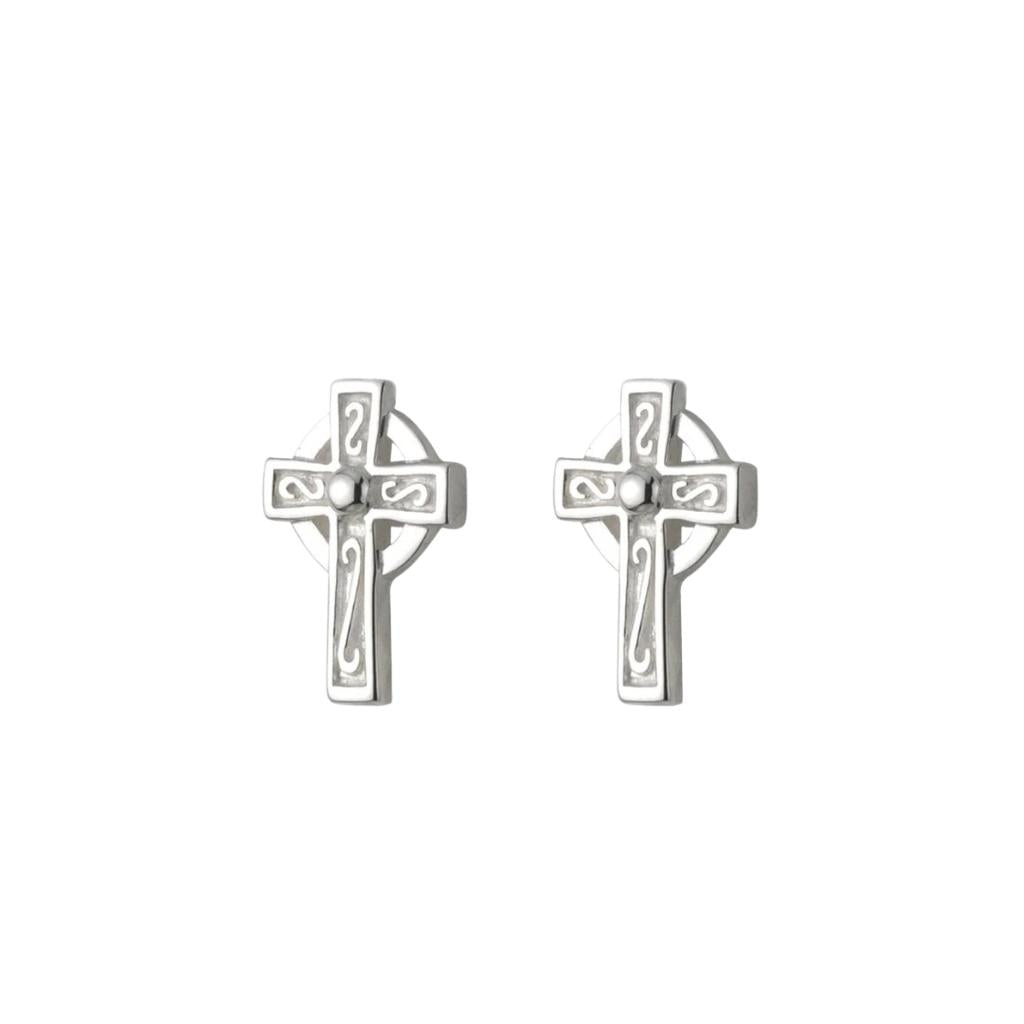 Kid's Sterling Silver Celtic Cross Stud Earrings