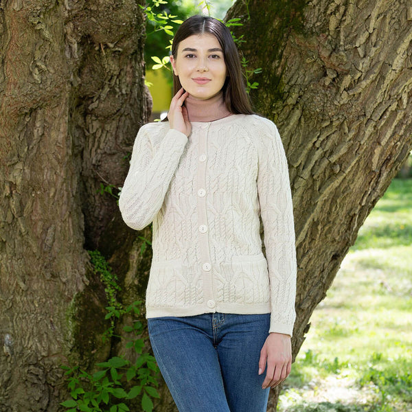 Ladies Button Cardigan Natural