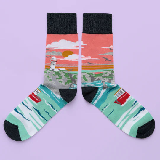 Irish Landmark Socks- Lighthouse and Cliffs