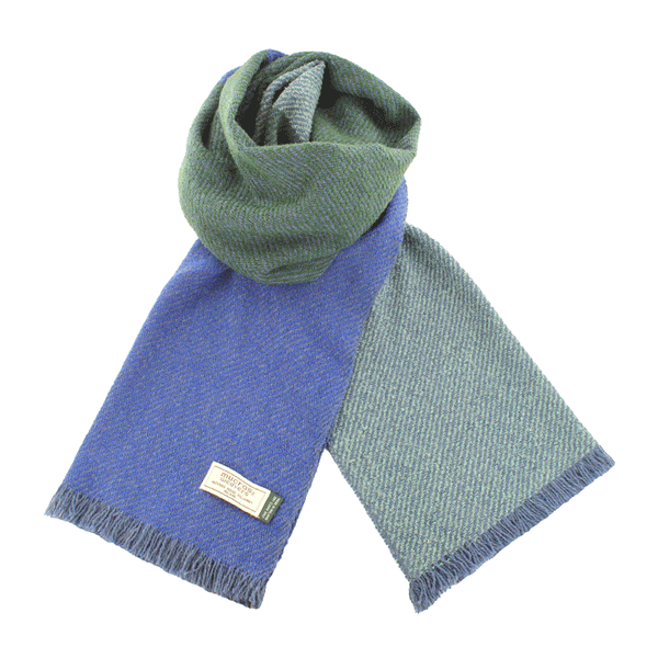 Mucros Merino Moose Scarf Blue and Green