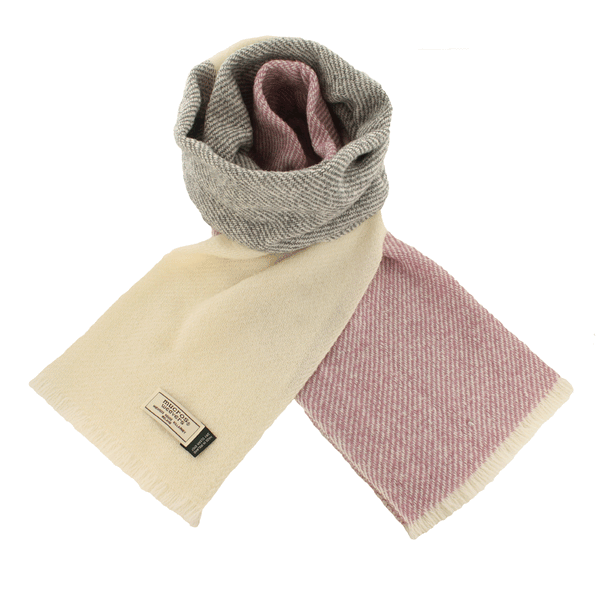 Mucros Merino Moose Scarf Pink and Grey