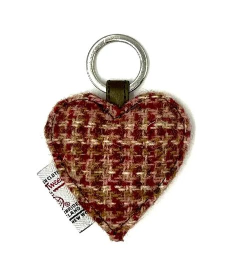 Harris Tweed Heart Keyring- Maple