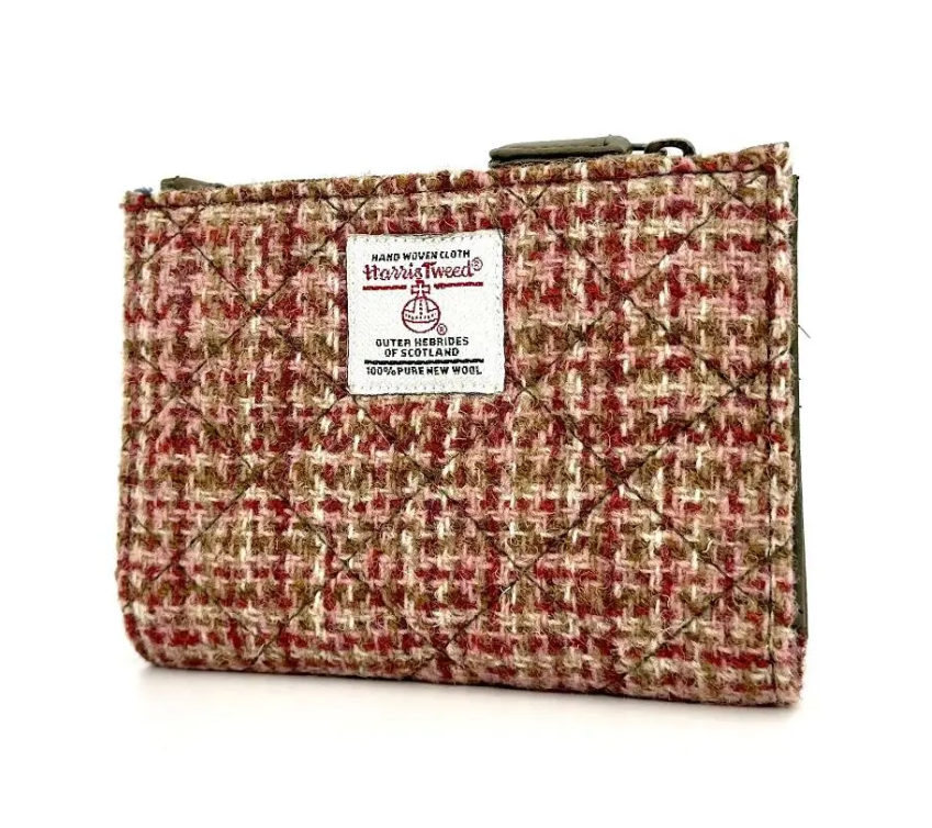 Harris Tweed Quilted Slim Wallet- Maple Check