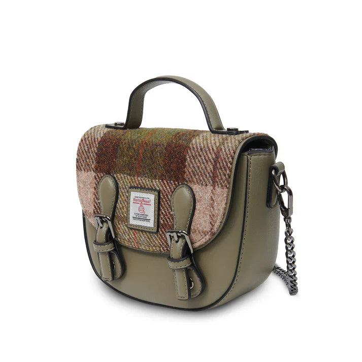 Islander Harris Tweed Medium Cobble Satchel 'Chestnut Tartan'