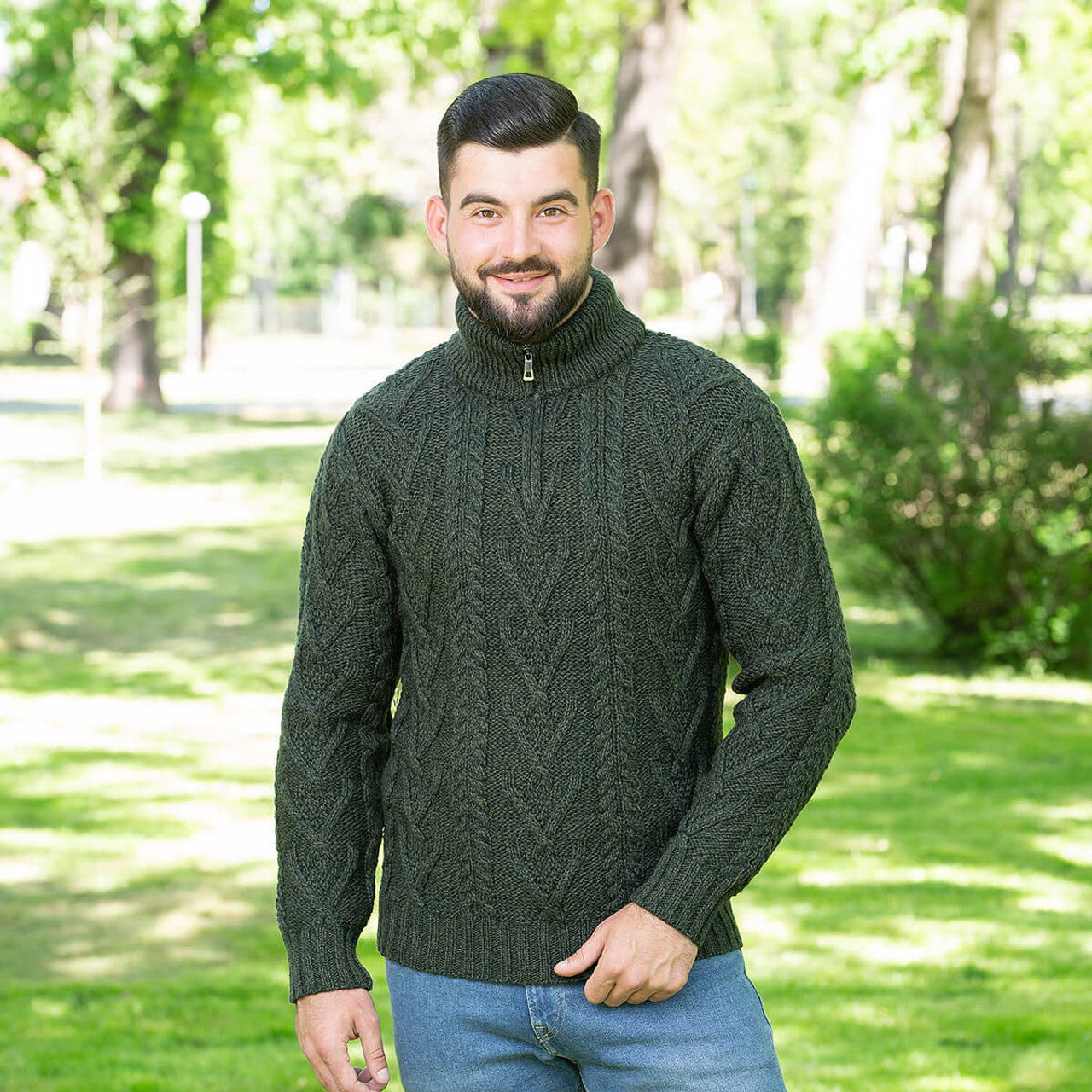 Mens Zip Neck Fisherman Sweater