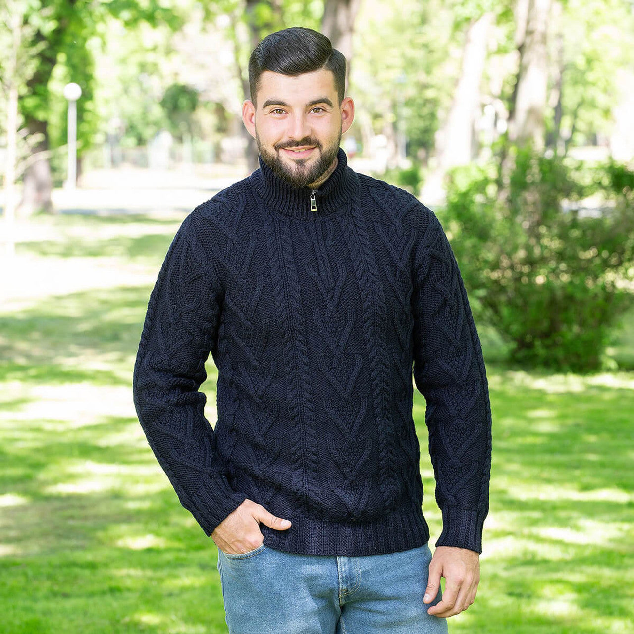 Mens Zip Neck Fisherman Sweater