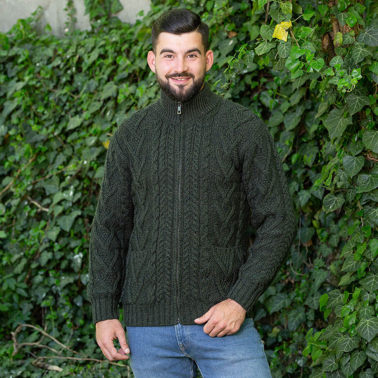 Mens Marino Wool Zipper Cardigan