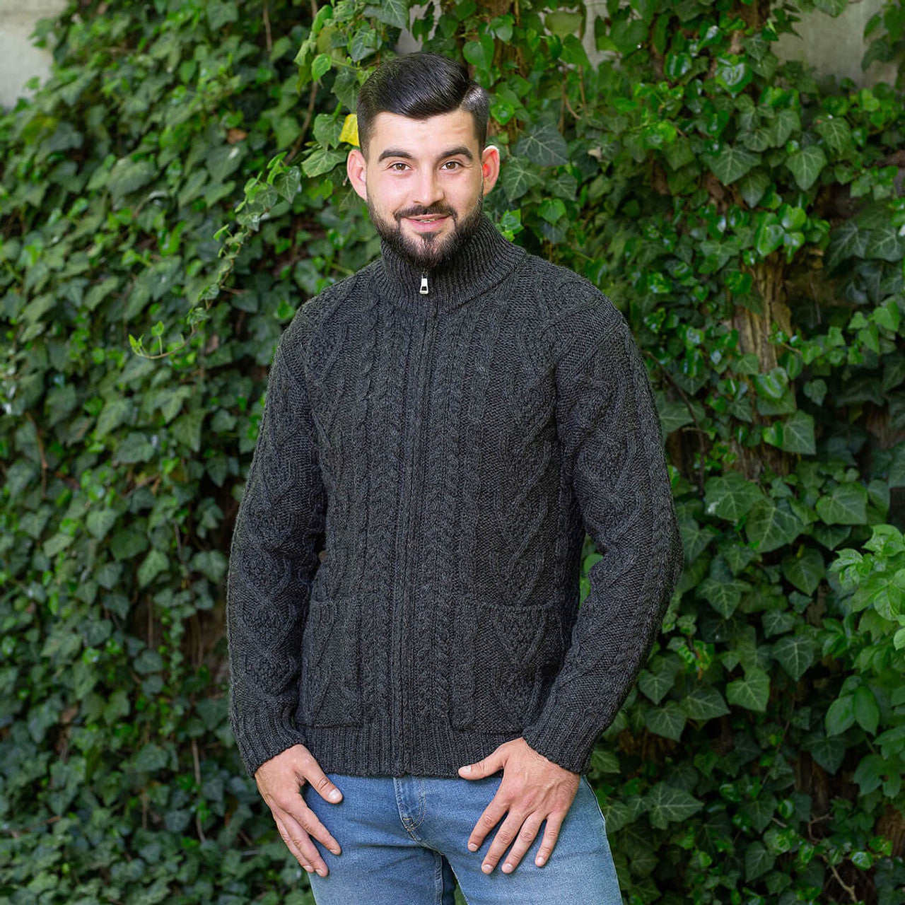 Mens Marino Wool Zipper Cardigan