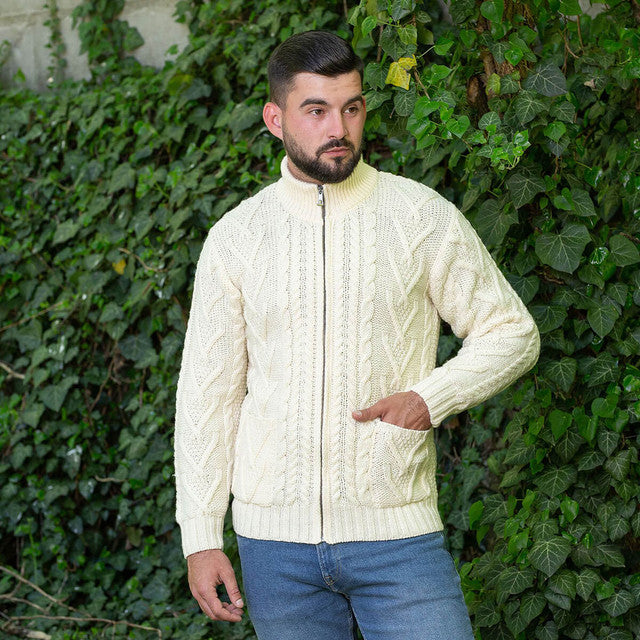 Mens Marino Wool Zipper Cardigan