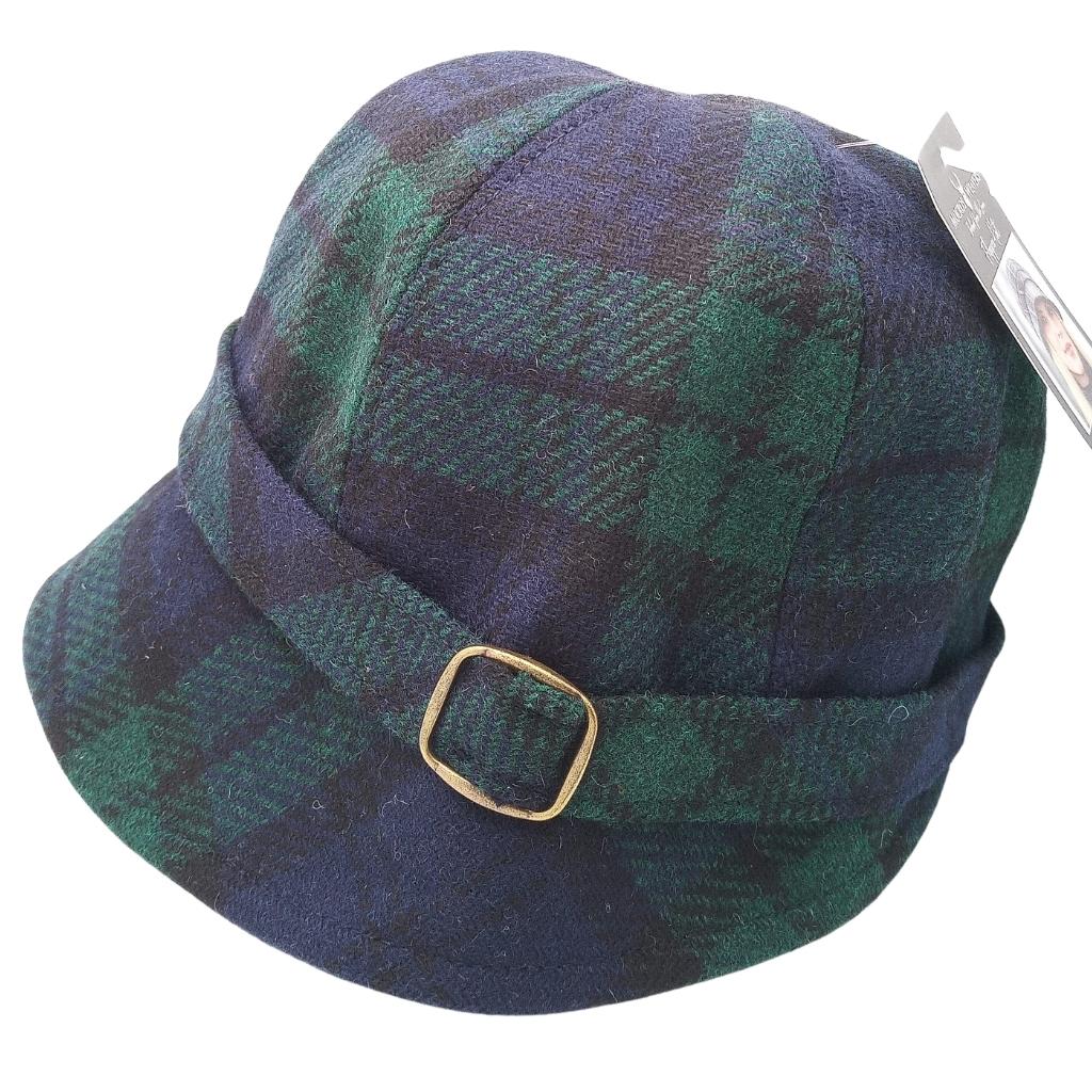 Mucros Weavers Black Watch Tartan Tweed Flapper Cap 196-1