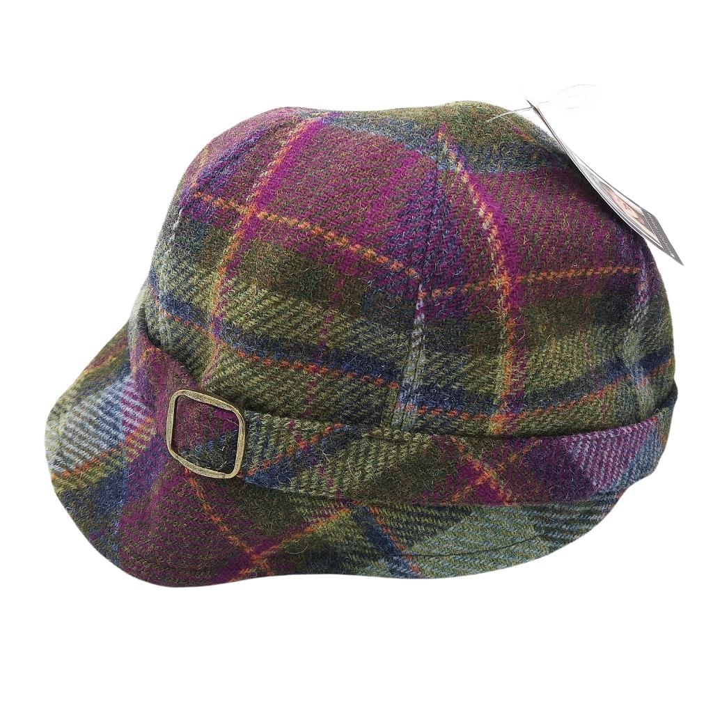 Mucros Weavers Green Multi Tartan Tweed Flapper Cap 574