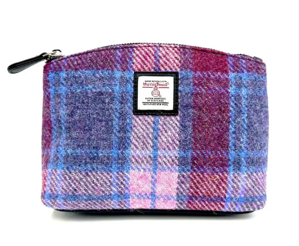 Harris Tweed Cosmetic Bag- Pink and Blue Tartan